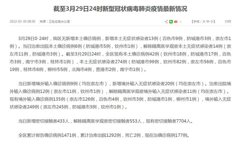 全球新增无症状感染者20例均在广西壮族自治区钦州/全国新增无症状感染者