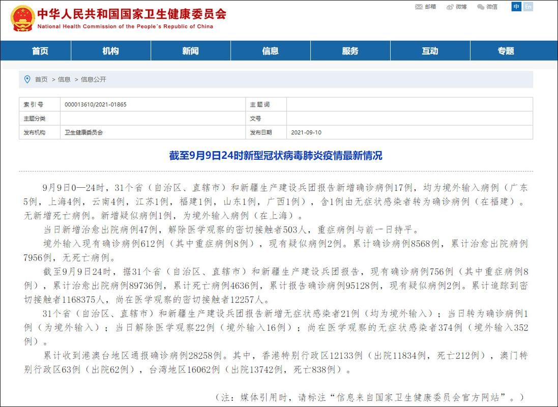 全国新增17例均为境外输入/全国新增20例境外输入