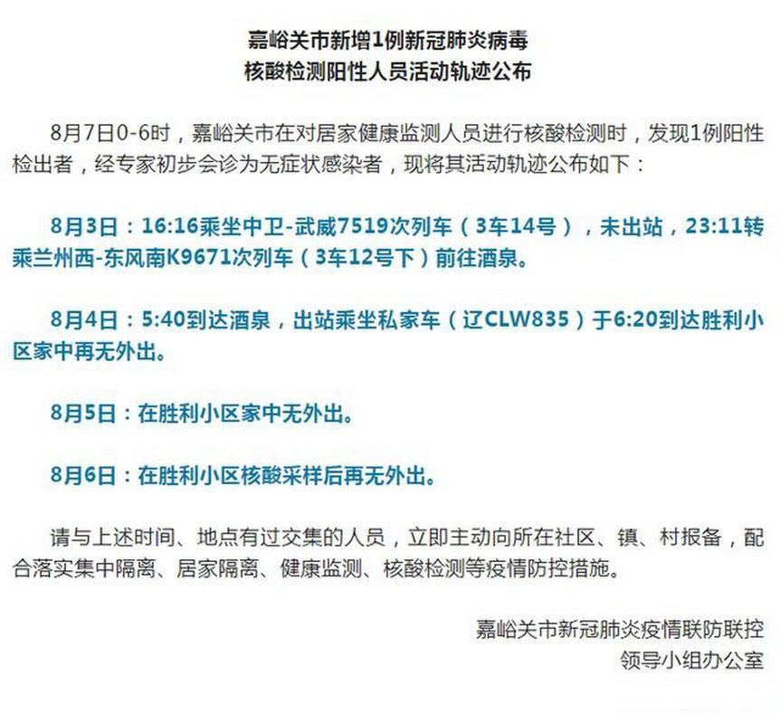 甘肃嘉峪关首例死亡病例来源公布(甘肃嘉峪关疫情通报)